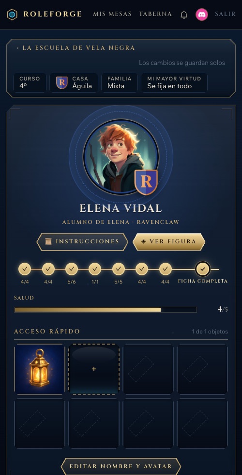 La ficha vista en un móvil
